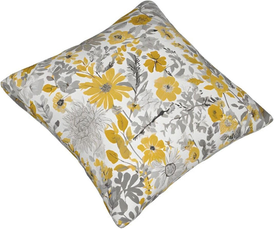 All-Season Square Pillow Covers 18"X18", Flower, Decorative Throw Pillow Covers for Sofa Bed Couch, Hidden Zipper Cushion Cover, Square Lumbar & Accent Pillowcases for Home Decor