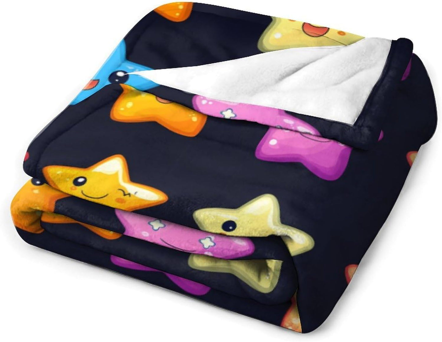 Colorful Stars Throw Blanket for Couch Bed Plush Cozy Fuzzy Flannel Blanket for All Season 40"x60"
