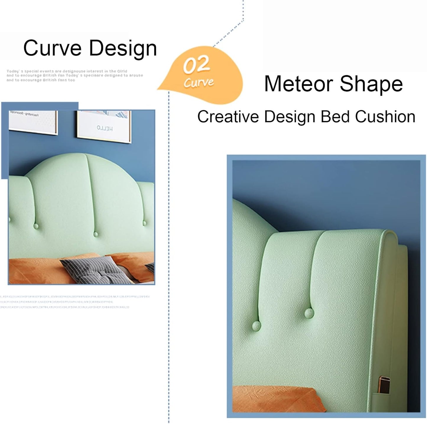 Headboard Bed Backrest Cushion PU Lumbar Support Reading Pillow Cozy Anti-Collision Backrest for Home Gaming Rest Customizable (Color : Beige Size : 190X60X10CM) (Green 200X60X10CM)