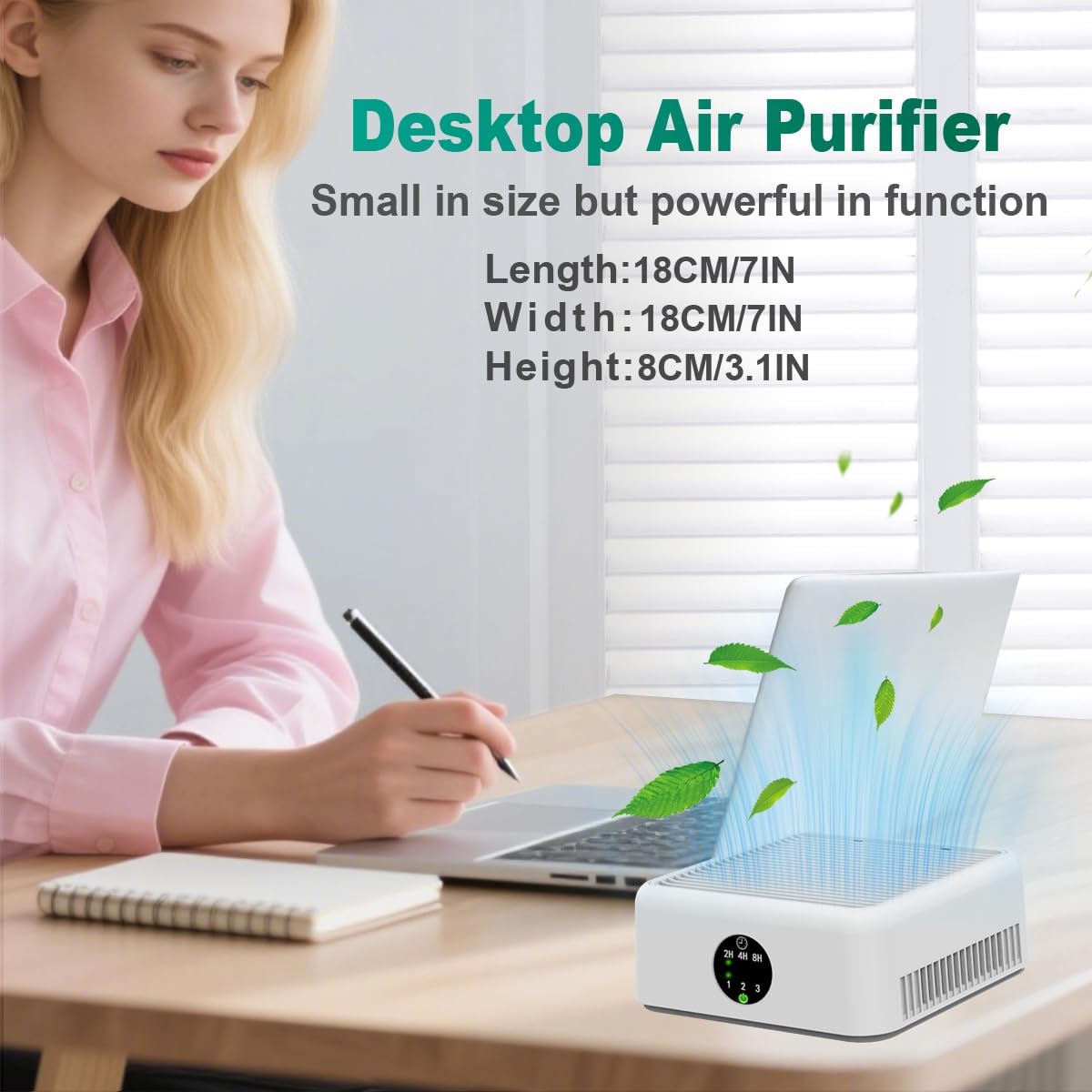 Air Purifiers for Home,True HEPA Small Air Purifier for Dorm Room, Up to 615 Ft²,15dB Quiet,for Smoke Odors,Portable Mini Air Purifier,Desk Air Filter for Office, RV,Bedroom,Travel (Elegant White)