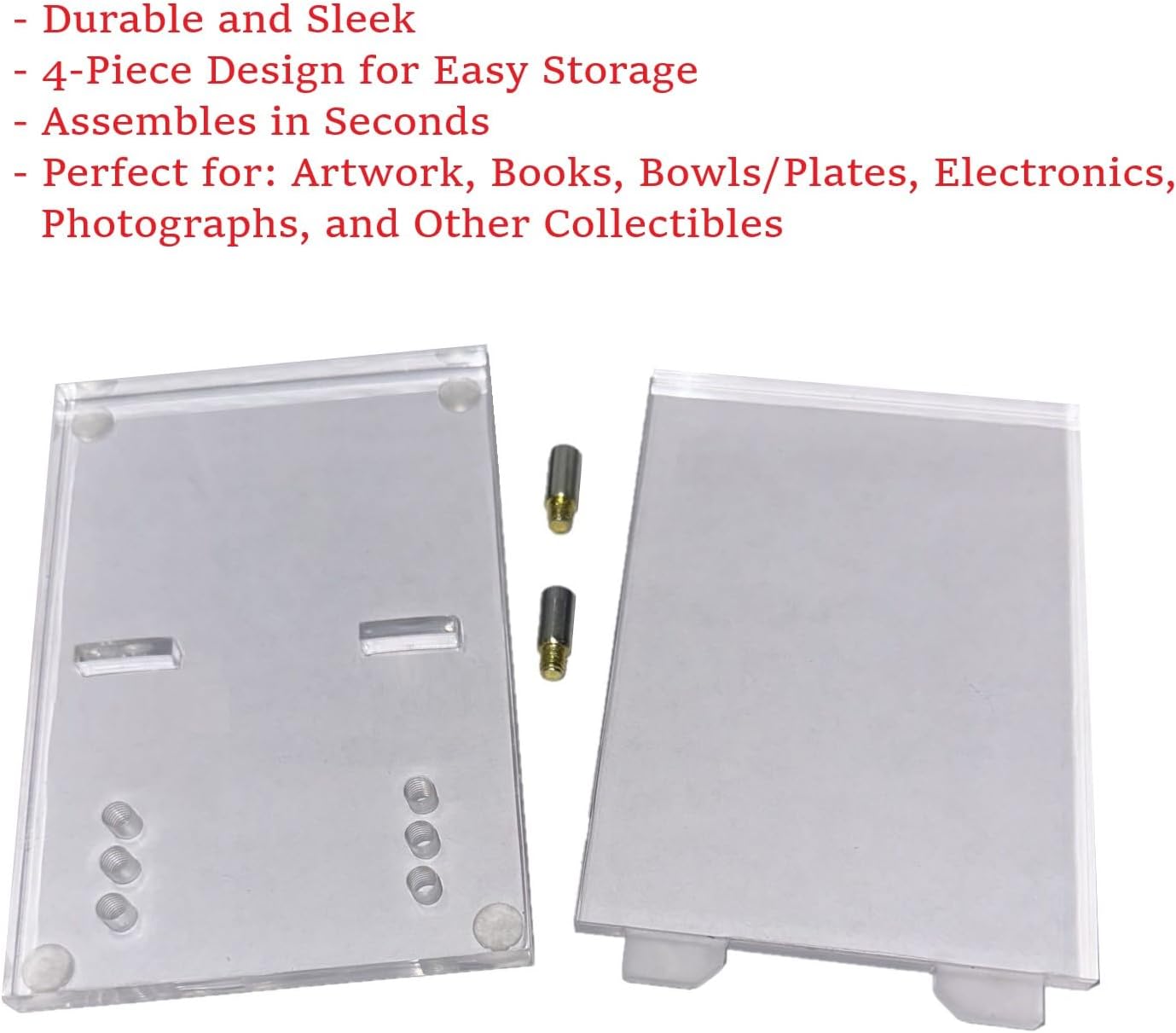Clear Adjustable Acrylic Easel Display Stand for Art, Books, Photos with Gold Pegs