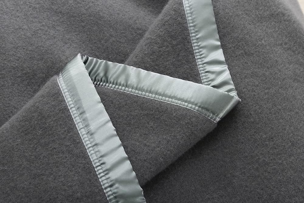 Thick Warm Wool Blankets,500GSM Heavy Blanket,100% Wool Blanket Twin Size,Wool Blanket Camping,Twin Wool Blankets for The Bed,Wool Outdoor Blanket(Dark Grey,80x60In)