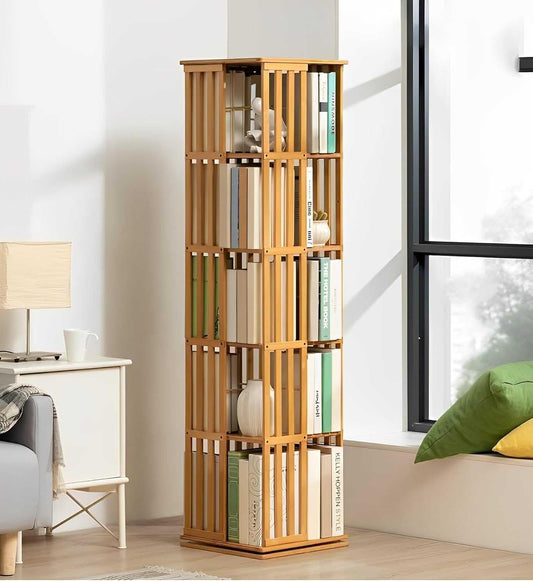 360° Rotating Bookshelf Tower - 5/6 Tier Revolving Bookcase, Versatile Floor Standing Storage Rack for Home, Office, Living Room - Stylish Book Organizer Solution