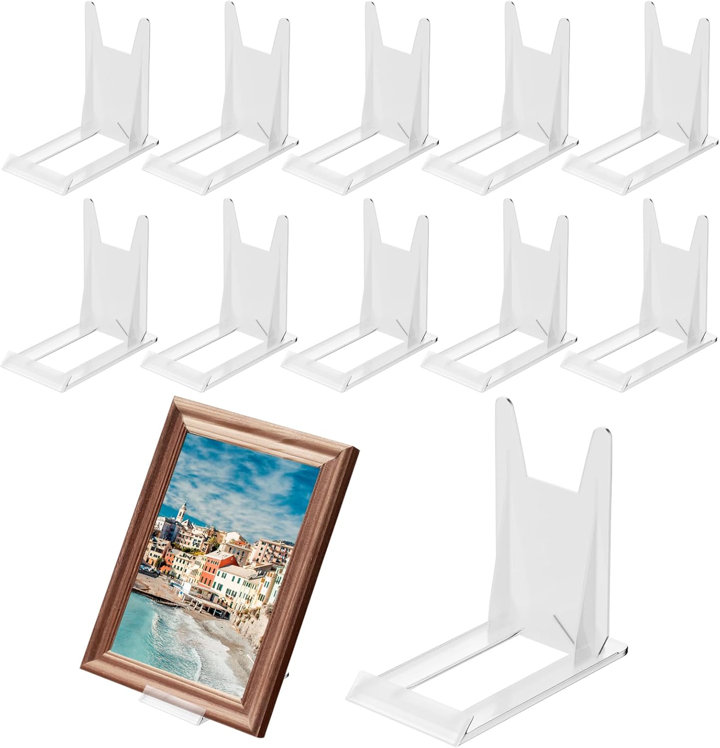 10 Pack Acrylic Book Stand for Display - Adjustable Clear Holder for Bible, Card, Brochure, Comic, Album, Magazine, Postcard, Artworks (4.4 X 4.13 X 2.36 Inch)