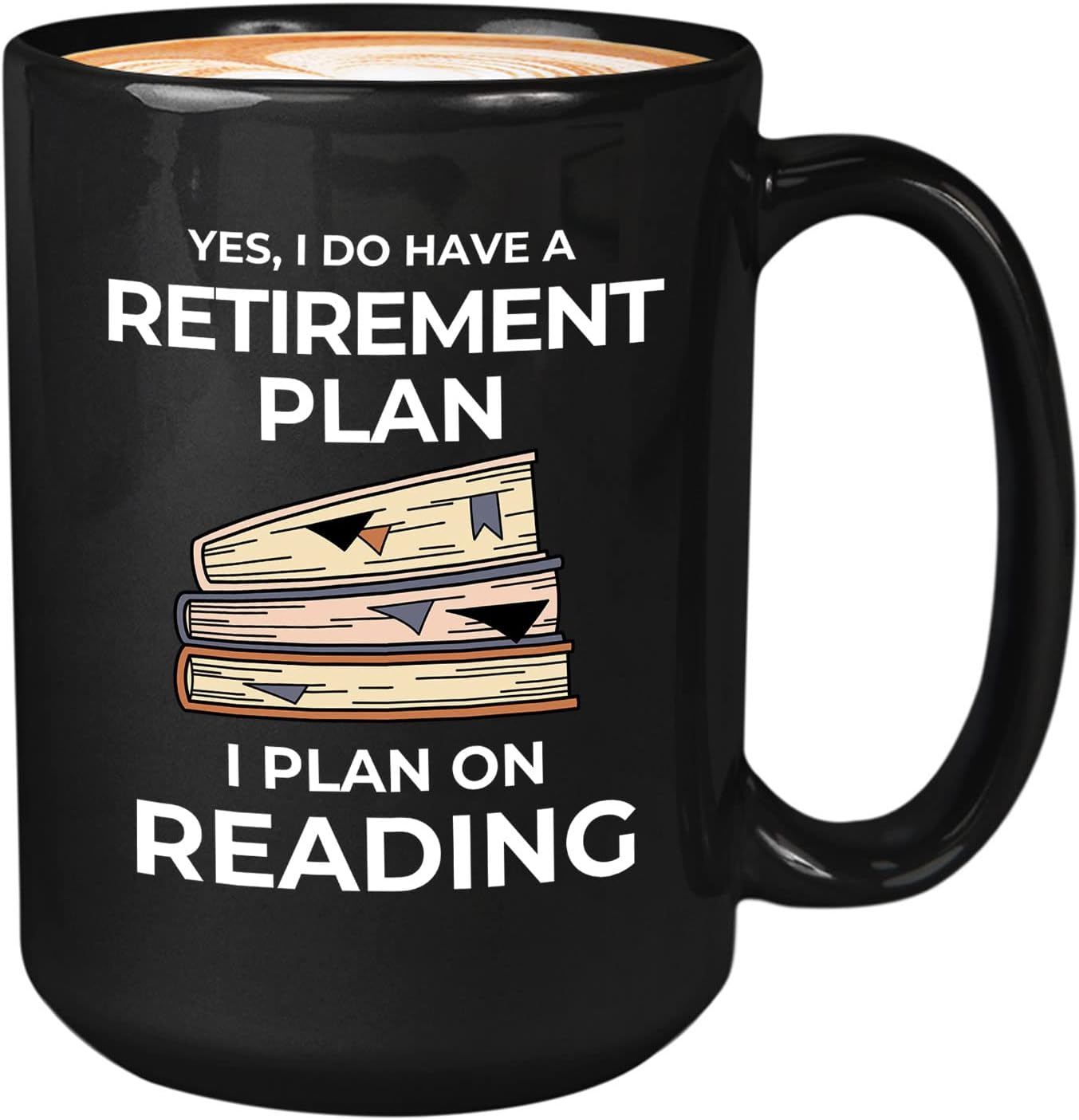 Bubble Hugs Book Lover Coffee Mug 15oz Black - Retirement Plan Reading - Reading Retired Coworker Employee Retirement Reader Stack of Books Book Lover Bookish Novelist Librarian Writer