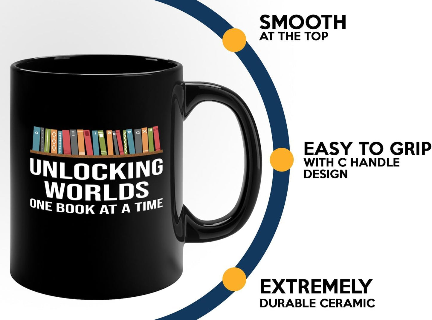 Book Lover Coffee Mug 11oz Black -Unlocking Worlds - Gift For Poets Bookish People Bibliophile Librarian Book Club Reader