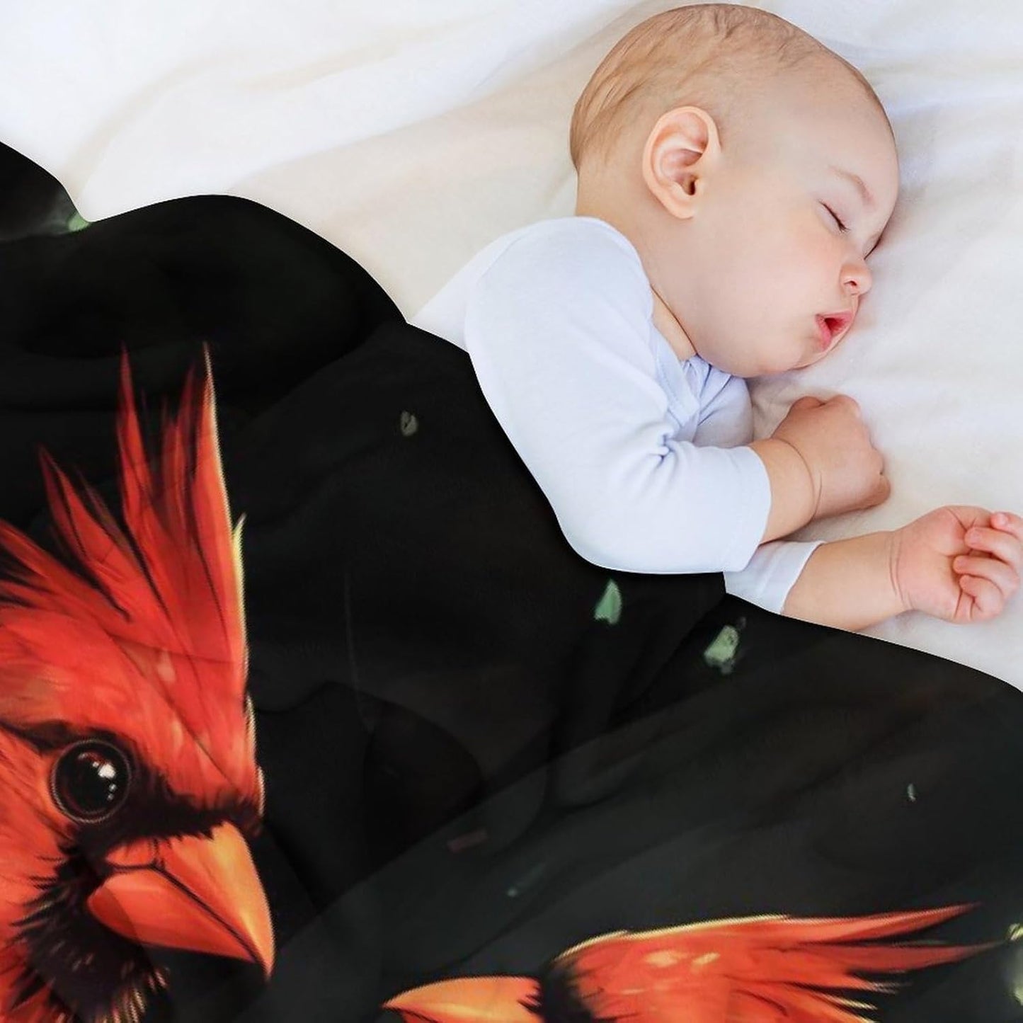 Cardinal Birds Throw Blanket for Couch Bed Plush Cozy Fuzzy Flannel Blanket for All Season 55"x70"