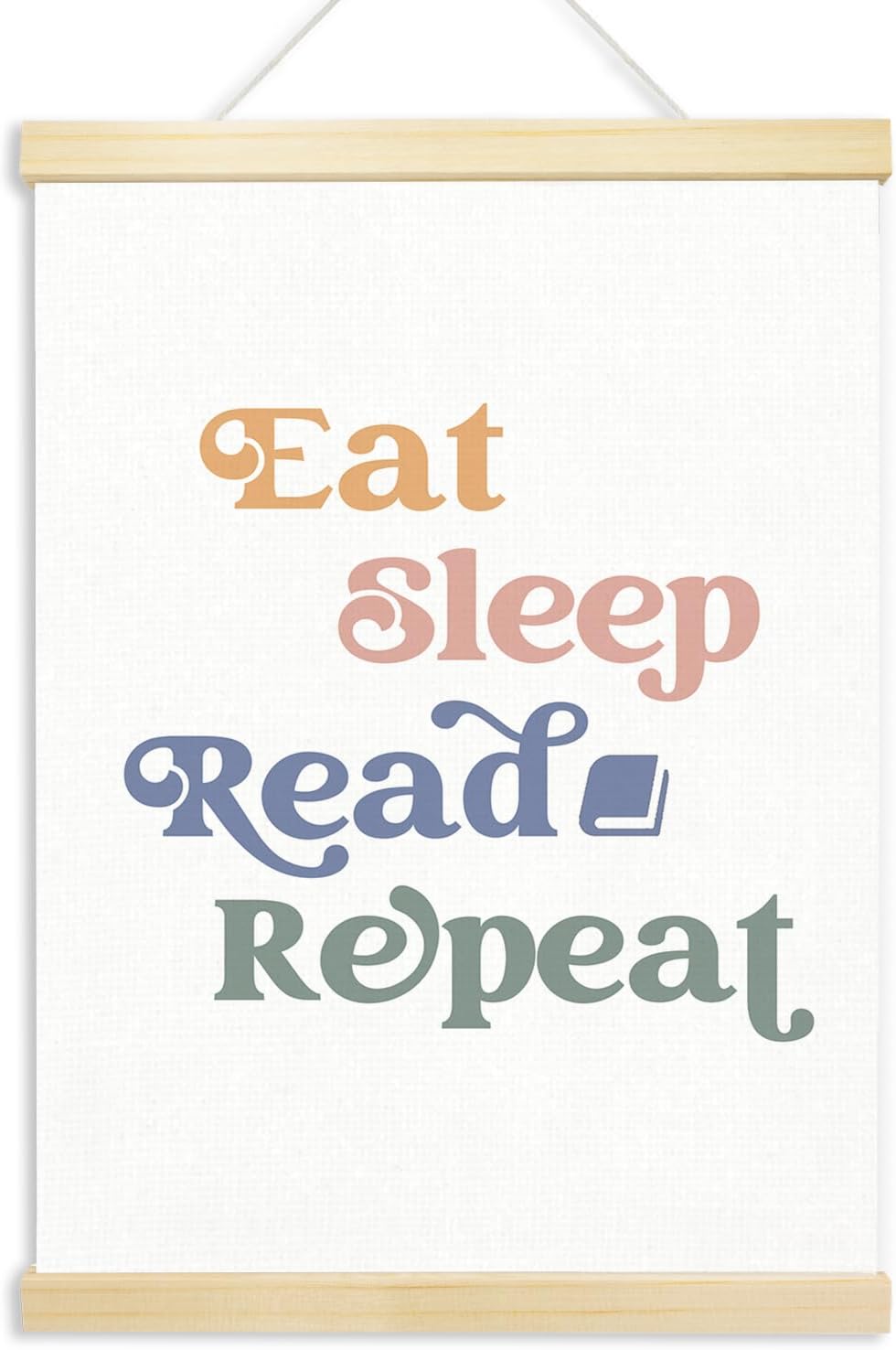 Voxitura Eat Sleep Read Repeat Poster Hanger Frame, Nursery Classroom Wall Decor Art Canvas for Book Lovers Library Reading Nook Corner, Educational Prints for Wall Hanging Decor Banner 12x16in