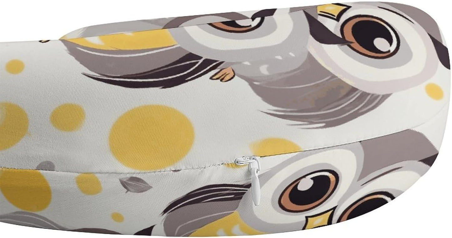 Animal Cartoon Owls Cute Neck Pillow Memory Foam U Shaped Pillows Portable Pillows for Shoulder Travel Head Support Pillow with Concealed Zipper for Airplane Car Home Office