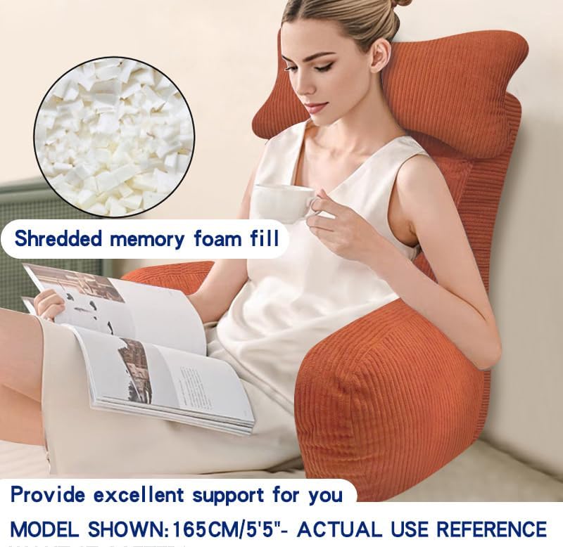 YDCEULARDOH Reading Pillow for Bed Adult – Large Bed Pillow with Arms, Supportive Back Pillow for Sitting Up in Bed for Reading, Watching TV, or Gaming