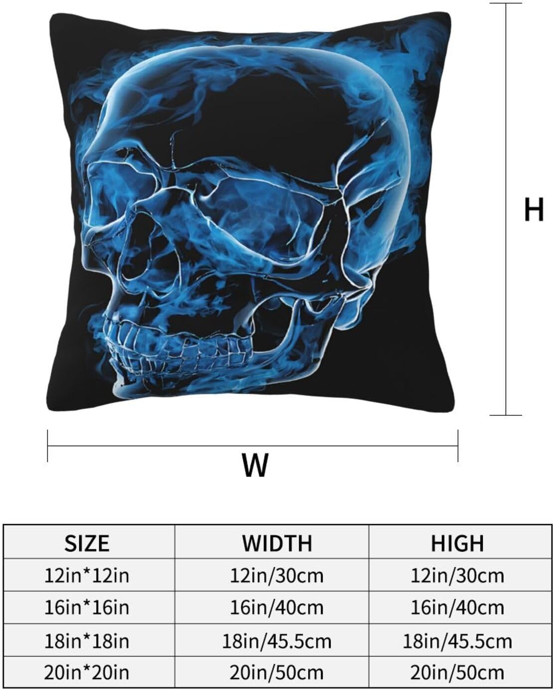 All-Season Square Pillow Covers 18"X18", Skull, Decorative Throw Pillow Covers for Sofa Bed Couch, Hidden Zipper Cushion Cover, Square Lumbar & Accent Pillowcases for Home Decor
