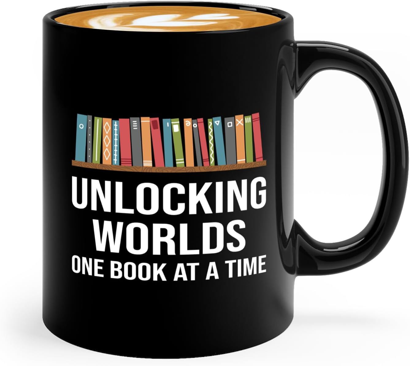Book Lover Coffee Mug 11oz Black -Unlocking Worlds - Gift For Poets Bookish People Bibliophile Librarian Book Club Reader