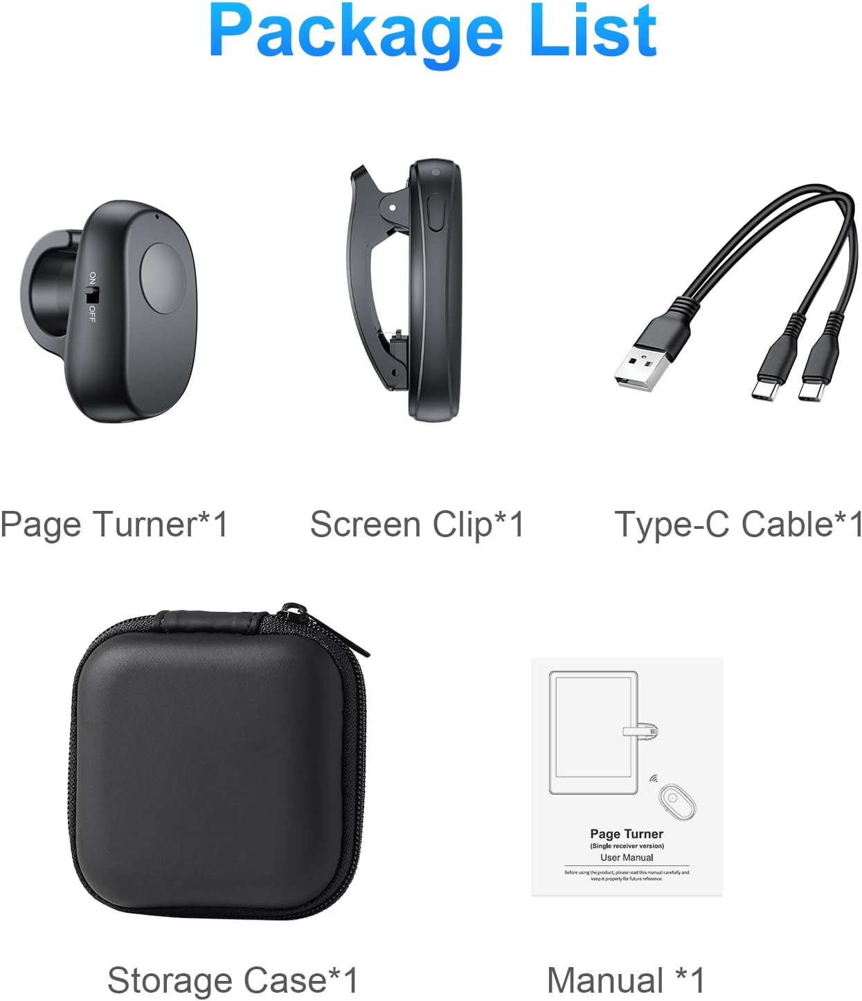 Kindle Page Turner, Finger Ring Wireless Remote Control Page Turner for Kindle Paperwhite/Oasis/Scribe/Kobo, USB-C Charging Page Turner Compatible with iPad/iPhone/Tablet for Reading/Camera Shutte