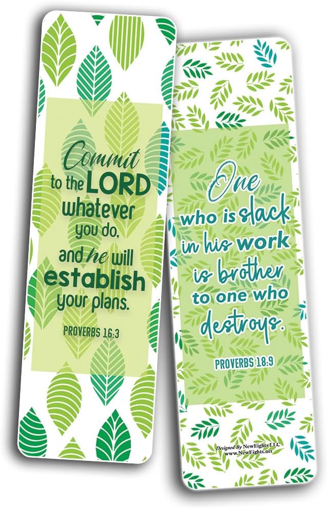 NewEights Bible Verses About Work That Motivate and Uplift You Bookmarks (12-Pack) - Daily Motivational Card Set – Collection Set Book Page Clippers – Ideal for Church Gifts for Boys Girls