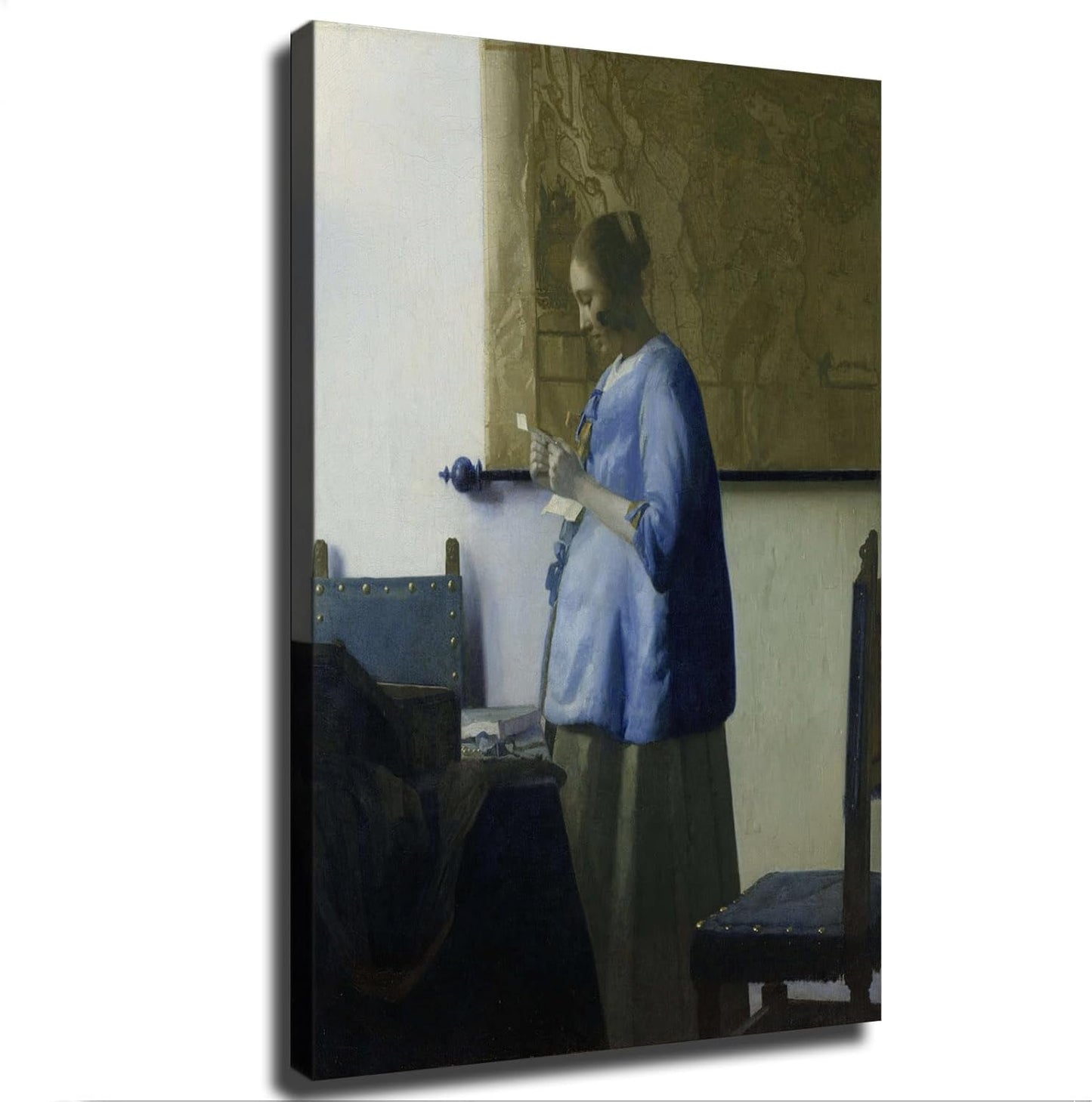 Woman Reading A Letter Poster Canvas Painting Wall Art Picture Gift Bedroom Home Aesthetic Decoration (Framed,16×24inch)