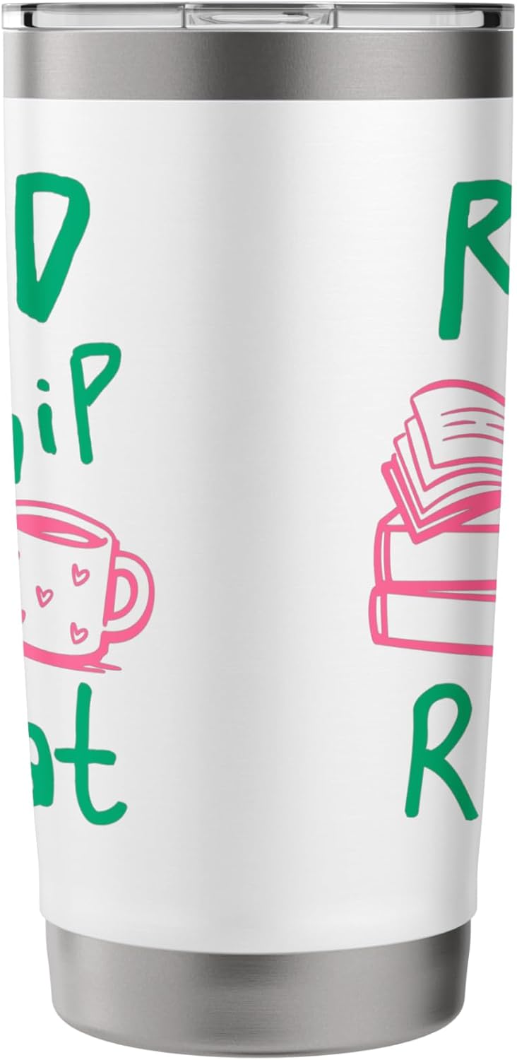 Read Sip Repeat Book Lover Reading Coffee Enthusiast Stainless Steel Insulated Tumbler