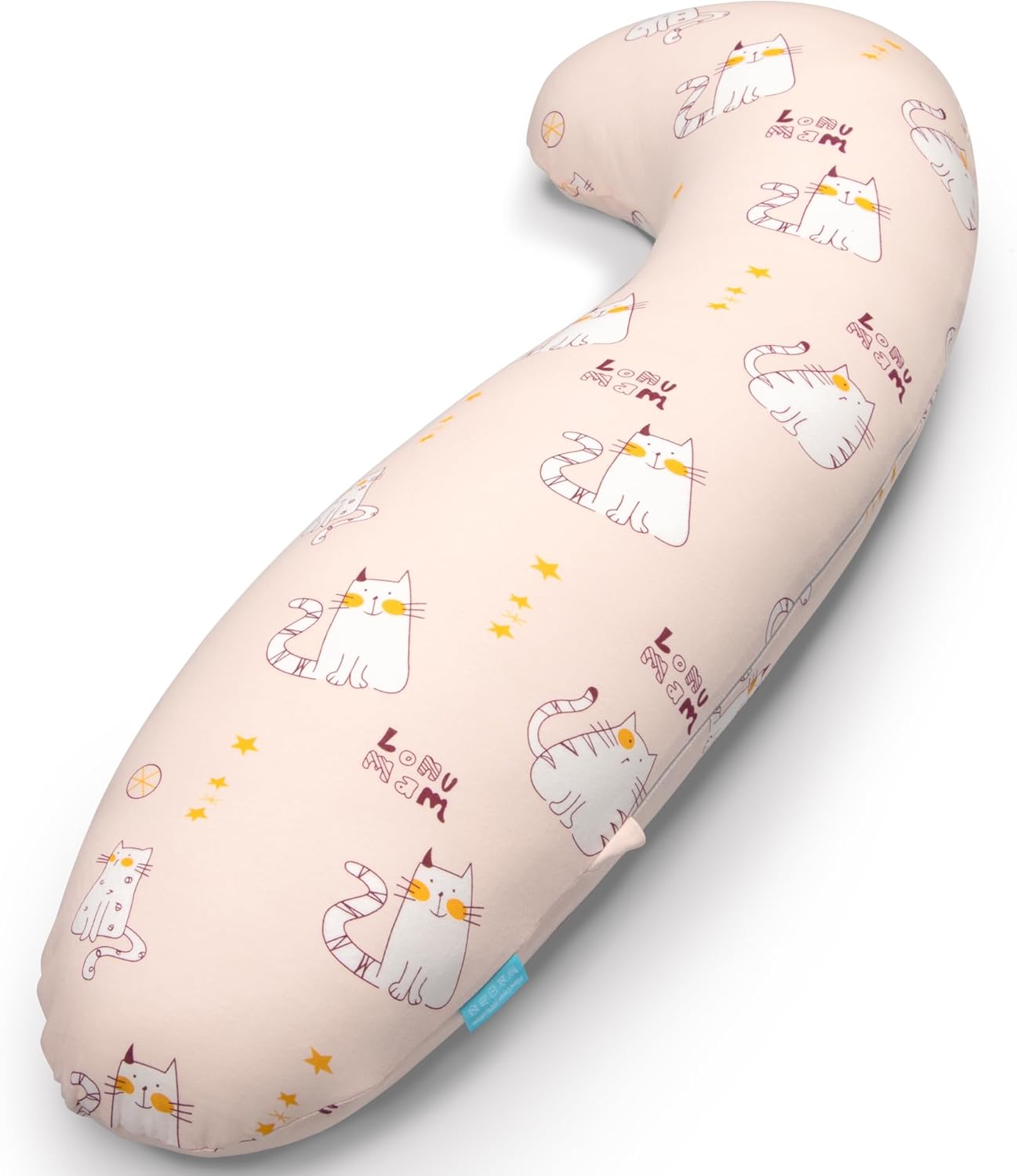 BYRIVER 35" Small Body Pillow for Kids Girls with Washable Cute Kitten Cotton Pilllow Cover, Gift for Kids Age 3+