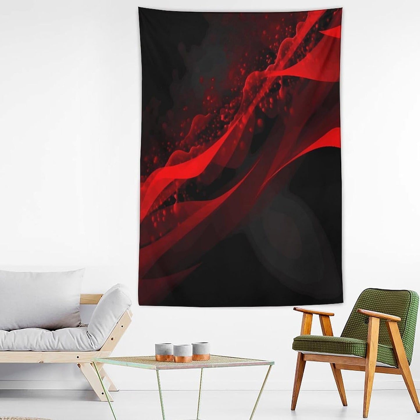 FodPand Black And Red Background Tapestry Anti-fading Wall Tapestry with Installation Kit Backdrop Banner Multipurpose Aesthetic Tapestries Boho Wall Art Hanging Decorative Blanket 60"x90"