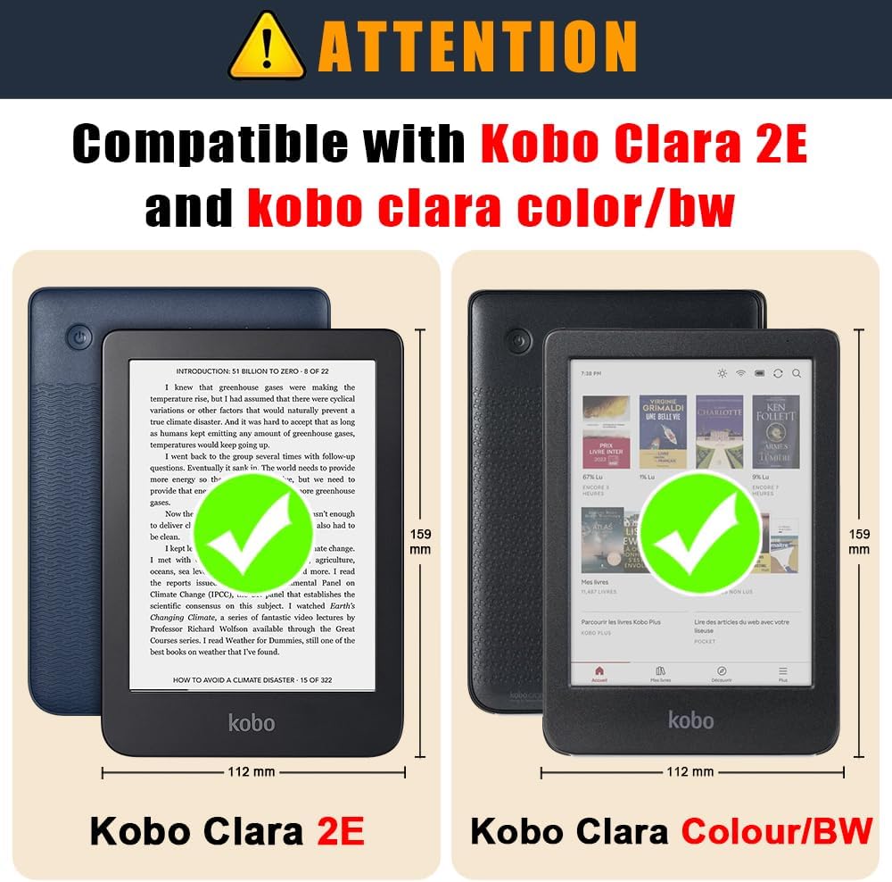 Case Compatible with Kobo Clara Colour/Clara BW(2024)/Clara 2E (2022)/Tolino Shine Color/Shine 5(2024)/Shine 4 (2022) 6" Slim Shell with Stand Function Auto Wake/Sleep Smart Cover,Black