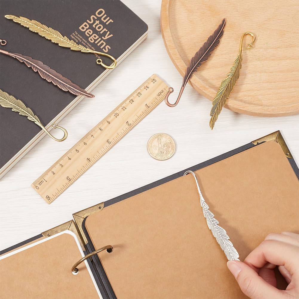 misppro 130 Pieces Assorted Metal Bookmarks Book Mark with Hook Beading Jewelry Findings DIY Crafts Antique Bronze, Tibetan Silver, Red Brass, Gold Colors