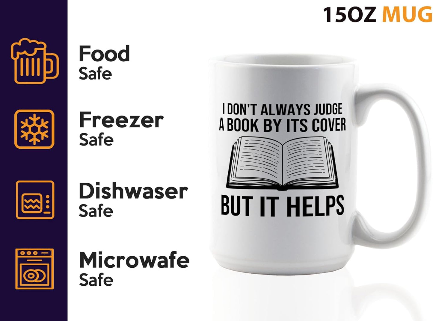 Book Lover Coffee Mug 15oz White -I dont always - Bookworm Literature Library Book Lover Reader Booked Editor Intellectual Studious