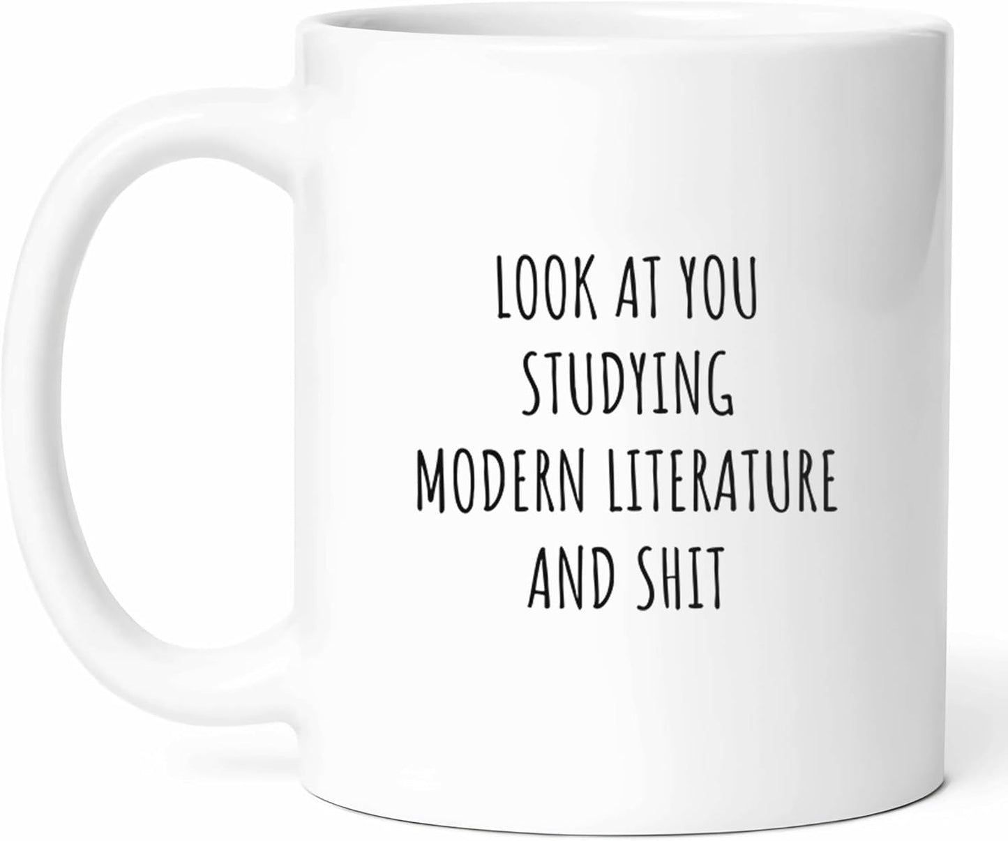 Study Modern Literature Mug - Coffee Cup - Book Lover Funny Gift From Friends - Aficionado Tea Mugs - Author Cups - 11 Oz Ceramic Gifts For Students, Birthday, Him, Her, Christmas, Reading Month