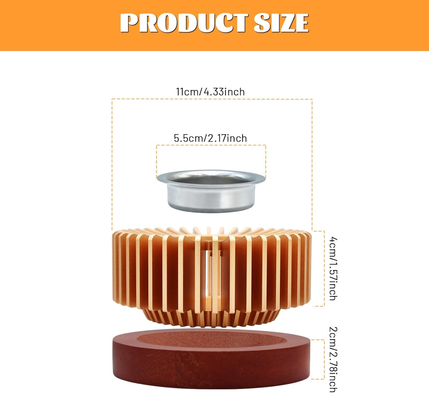 Inmorven Teapot Warmer, Aluminum Tea Warmer with Wooden Base, 4.33 inch Candle Heater for Heating Tea, Coffee, Milk, Food,Camping and Traveling, Suitable for All Teapots - S