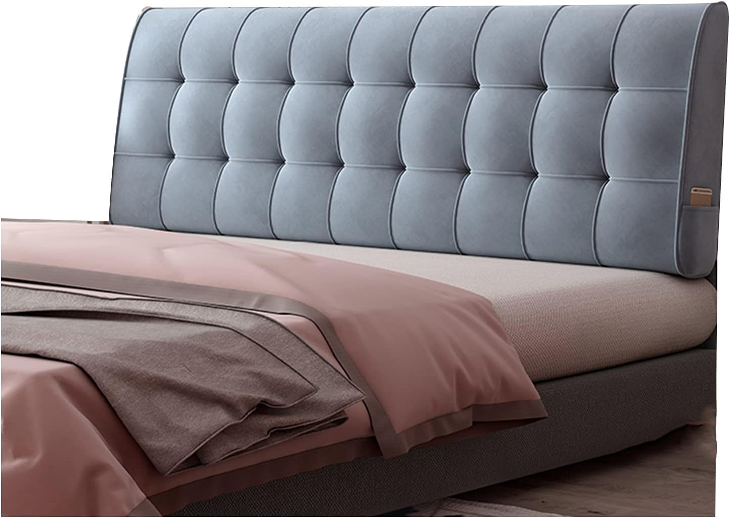 Headboard Bedside Cushion Dutch Velvet Reading Pillows Double Lumbar Back Support Pillow for Home Hotel 2 Colors (Color : Senior Gray-A Size : 200CMX60CMX6CM) (Senior Gray a)