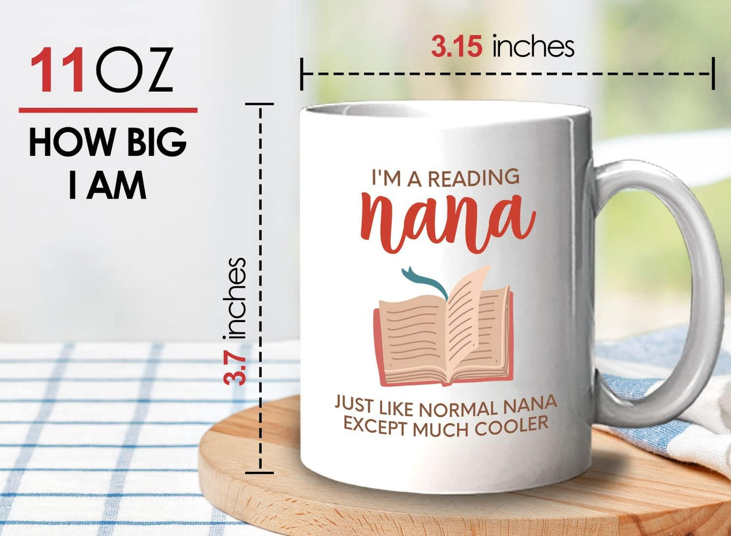Bubble Hugs Book Lover Coffee Mug 11oz White - Reading Nana - Reading Reader Grandma Old Lady Book Lover Bookish Novelist Librarian Writer