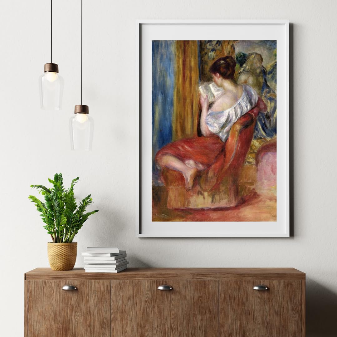 Young Lady Reading a Book Painting by Pierre Auguste Renoir 24"X30" Image Size on Matte Paper Fine Art Print Poster Shipped Rolled-up