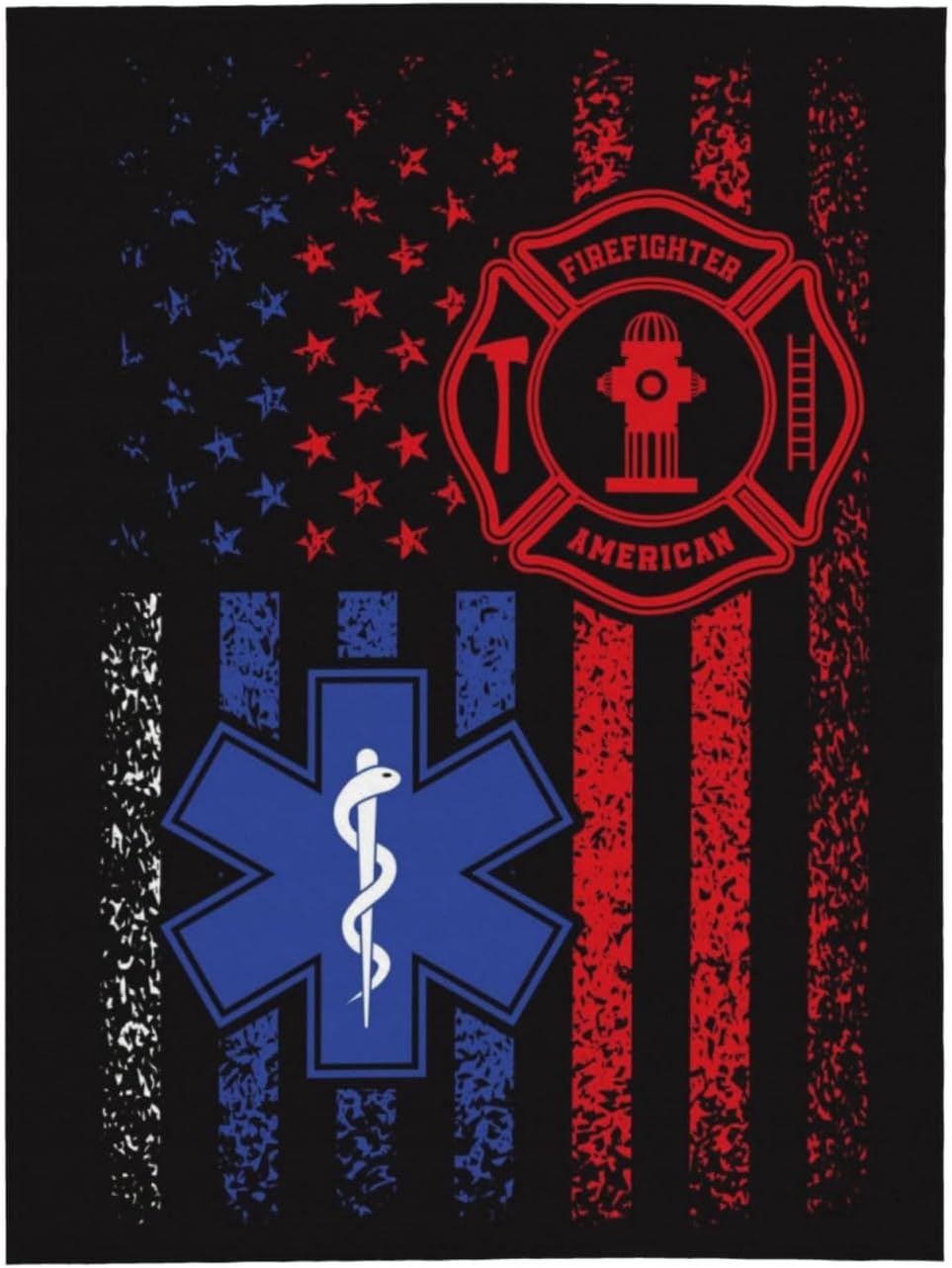 EMS Firefighter Blanket 80"x60" Soft Cozy Firefighter Gifts Blankets Warm Lightweight Plush Fleece Throws EMS Gift for Men Women