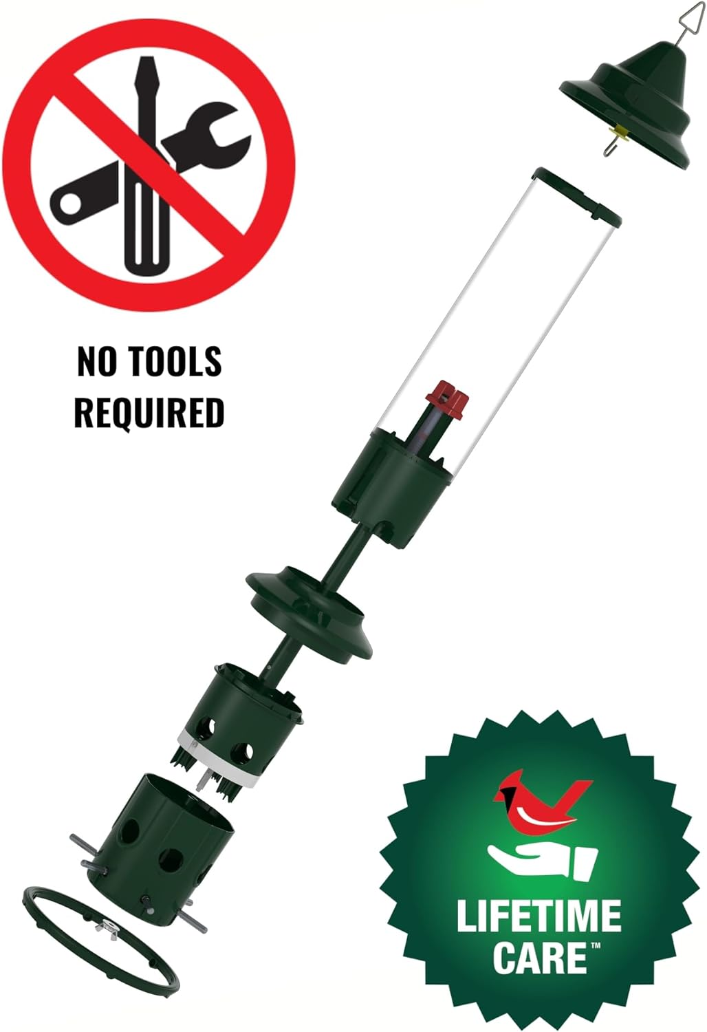 Squirrel Buster Plus Squirrel-proof Bird Feeder w/Cardinal Ring and 6 Feeding Ports, 5.1-pound Seed Capacity, Adjustable, Pole-mountable (POLE ADAPTOR SOLD SEPARATELY), Green