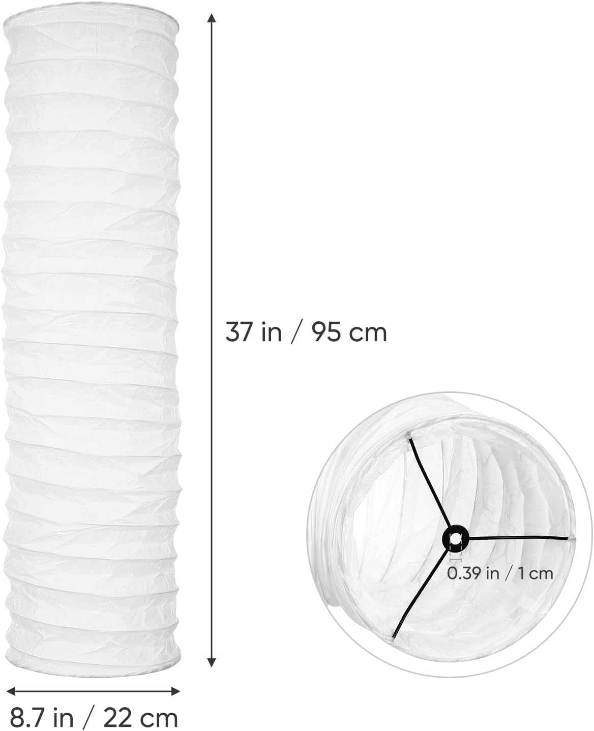 Paper Floor Lamp Shade Replacement, 37-Inches Tall Foldable Floor Light Cover Replacement Japanese Style Rice Paper Lampshade for Bedroom Home Hotel Bedside Desk, White