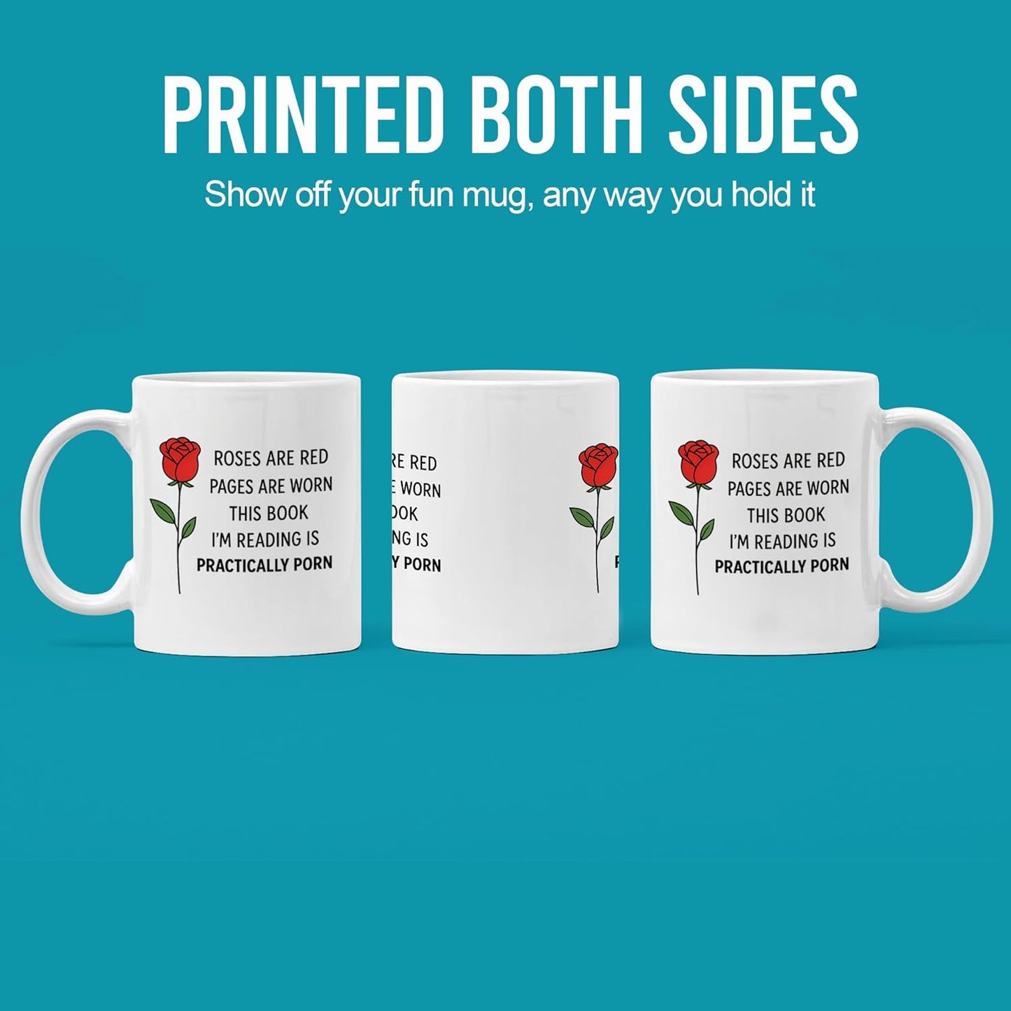 Panvola Roses Are Red Pages Are Worn Book Lover Gifts Reader Librarian Reading Library Science Student Ceramic Mug 11oz White