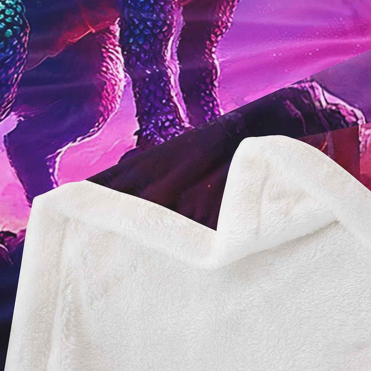 Feelyou Dragon Sherpa Blanket Twin 60"x80" Kids Red Rose Dragon Fleece Throw Blanket Chinese Traditional Culture Plush Blanket Galaxy Dragon Purple Fuzzy Blanket