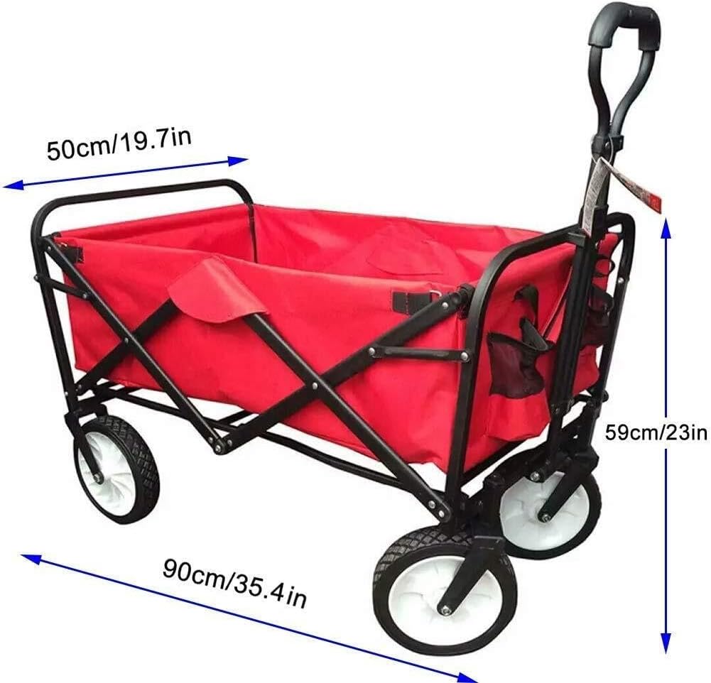 Folding Camping Wagon with Adjustable Handle, 360° Rotating Wheels, Sturdy Steel Frame, 80kg Load Capacity