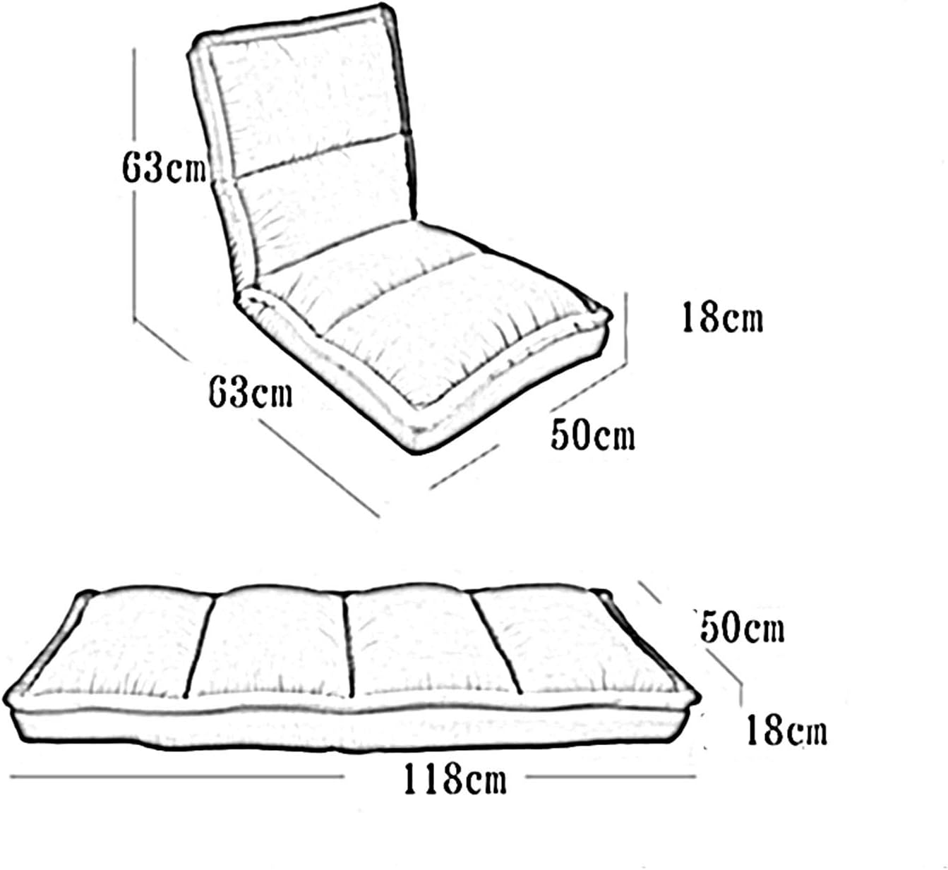 Folding Reading Chairs Floor Folding Gaming Sofa Chair 5-Speed Adjustment Foldable Easy to Remove and wash Bedroom Balcony Reading Backrest Lounge Chair(Beige)
