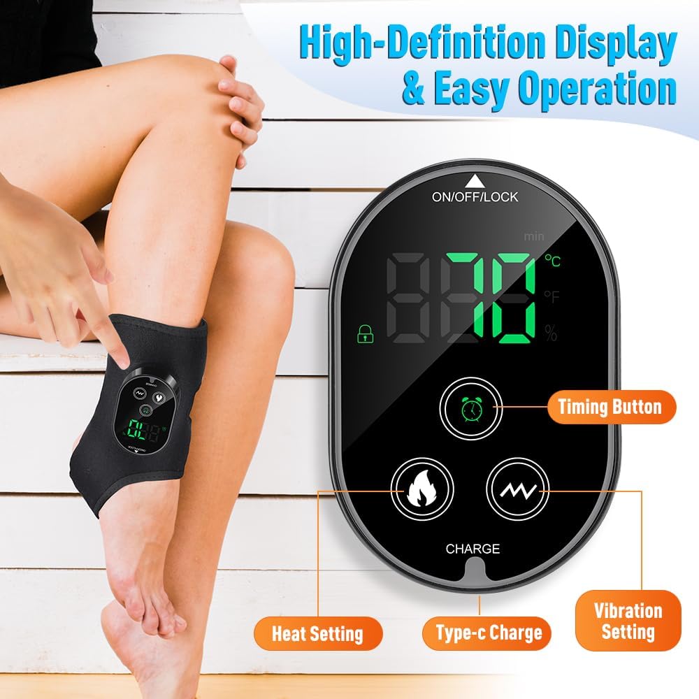 Foot Renew Ankle Massager for Neuropathy, Ankle Heating Pad with Massage Foot Heel Pain Relief, 6 Heat Levels & 3 Vibration Modes