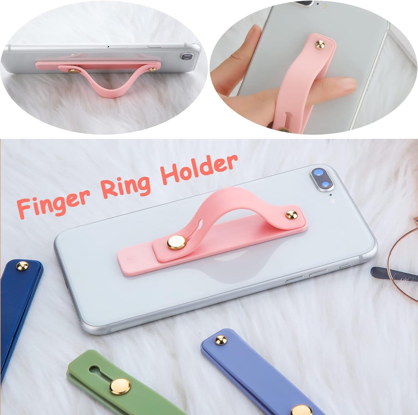 Weewooday 6 Pieces Phone Grip Holder Cell Phone Grip Strap Telescopic Finger Strap Stand Universal Finger Kickstand for Most Smartphones(Soft Colors)