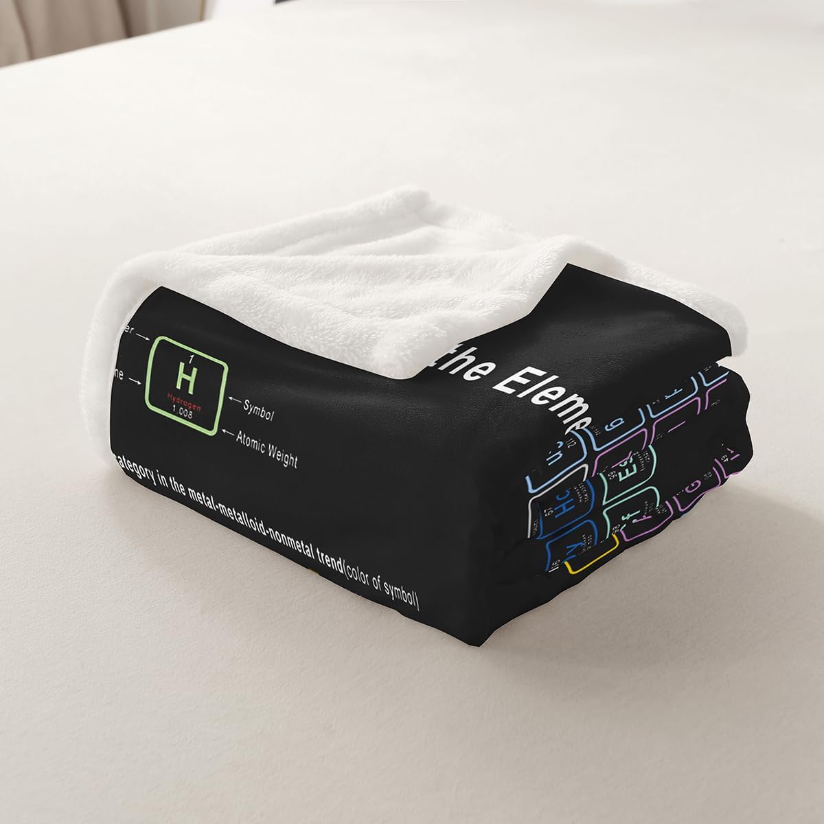 Erosebridal Chemistry Theme Sherpa Blankets Throw Size, Periodic Table of Elements Throw Blanket, Science Chemistry Lovers Plush Bed Blanket for Kid Teens Boys Man Bedroom Decor Sherpa Blanket, Black
