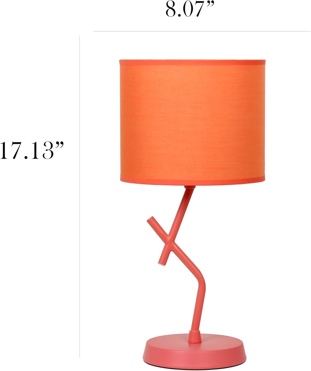 Simple Designs LT1172-ORG 17.13" Metal and Modern Abstract Table Lamp with Drum Fabric Shade, Bedroom, Office, Living Room, Dorm, Side Table, Orange