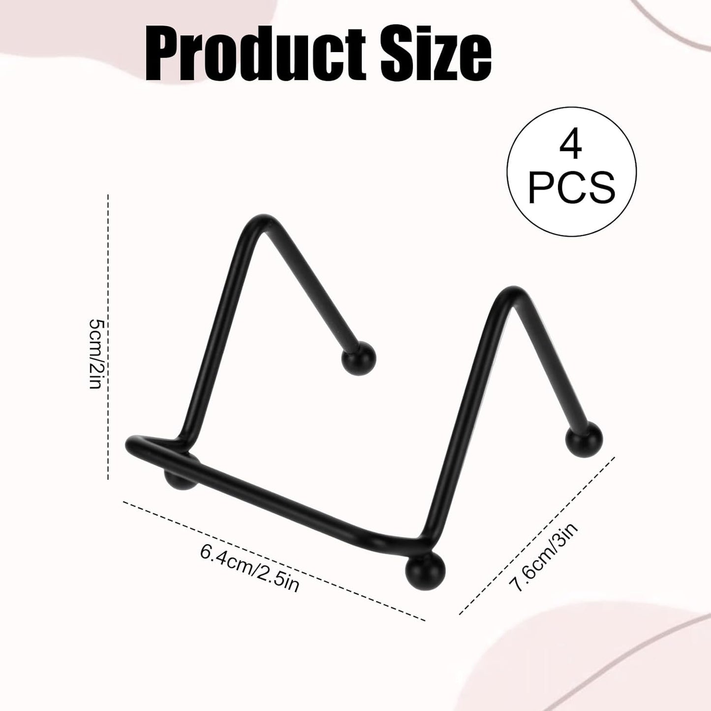 4 Pcs Small Plate Stands for Display, 2 Inch Plate Holders for Displaying, Black Picture Frame Stand, Small Easel Plaque Stand for Picture, Book, Photo Easel, Creation, Square Mobile Phone
