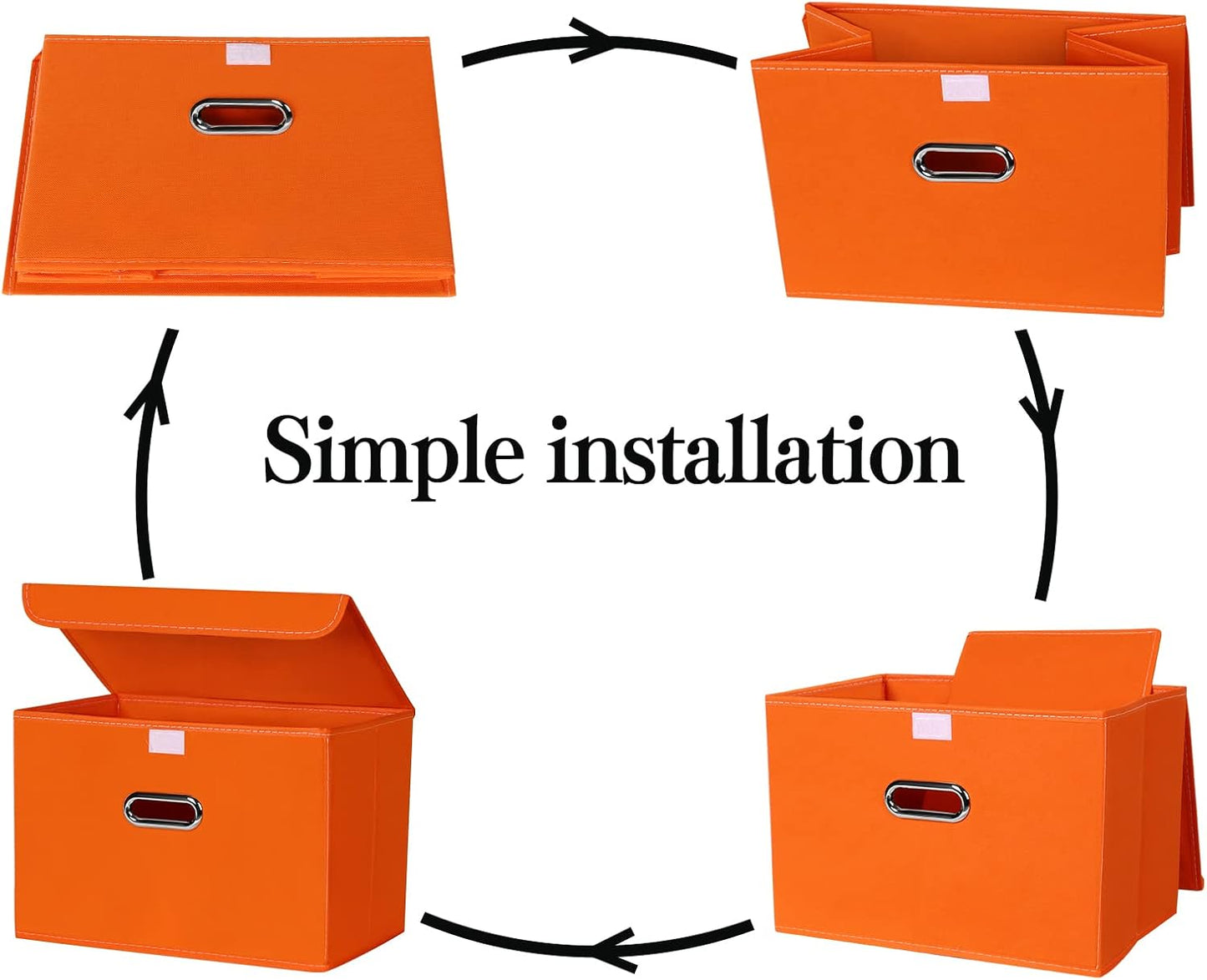 Fabric Storage Bins with Lids Closet Organizers Foldable Cubes Basket with Handles Cube Boxes for Home ，Orange