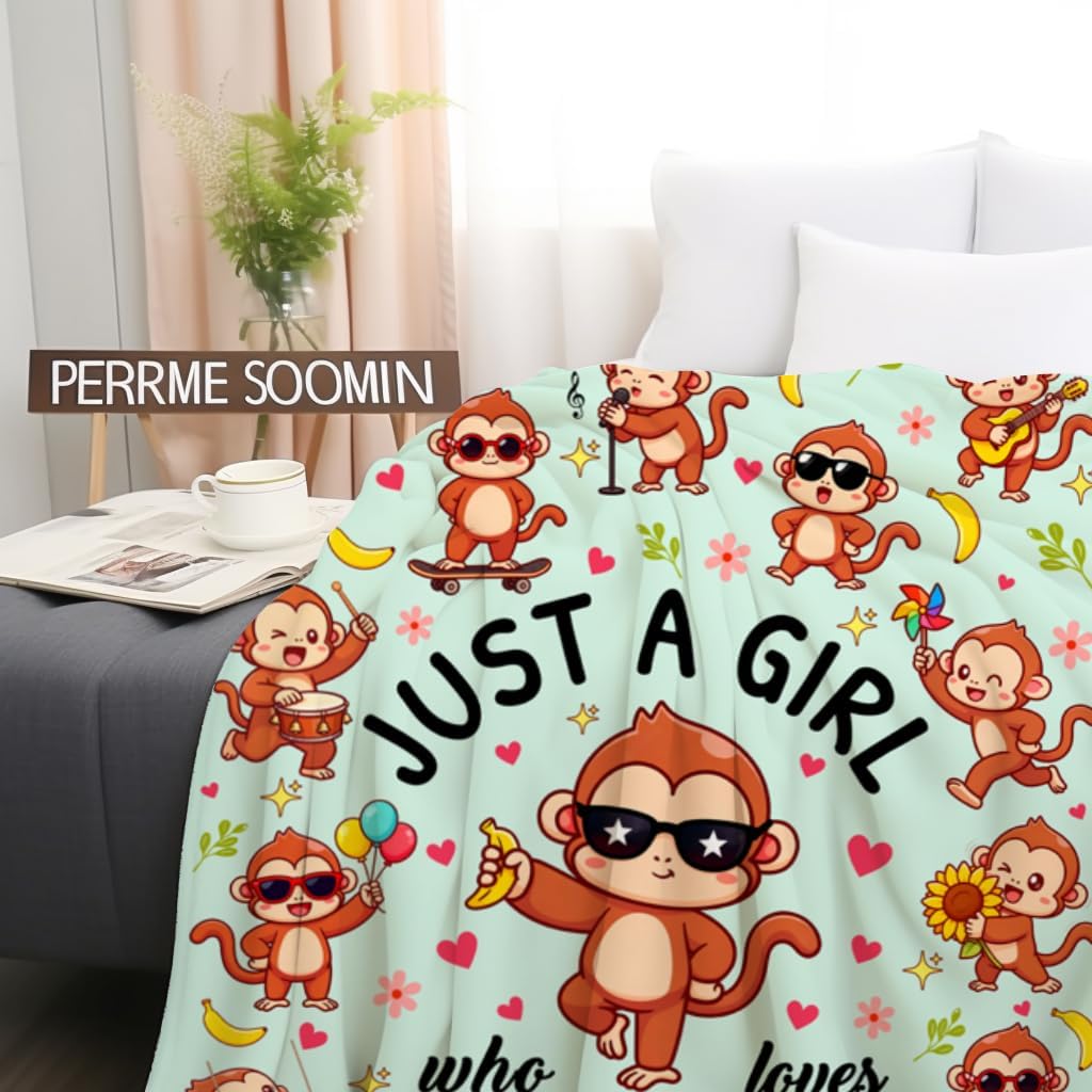 Monkey Blanket Gifts for Monkey Lovers Grils Women Cozy Flannel Monkeys Theme Throw Blankets Bedding Decor Gifts for Kids Adults 50"x40"