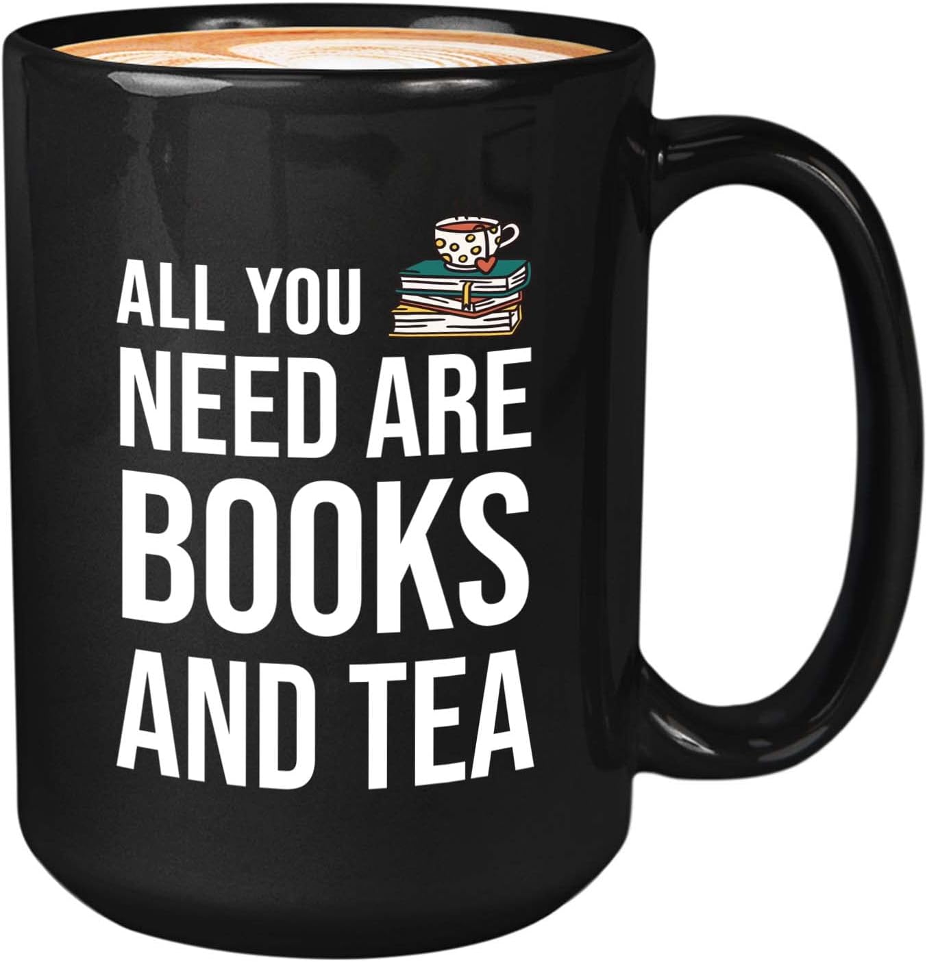 Bubble Hugs Writer Coffee Mug 15oz Black - All you need are books and tea - Reading Book Lover for Bookworm Bibliophile Librarians Author Readers Bookish