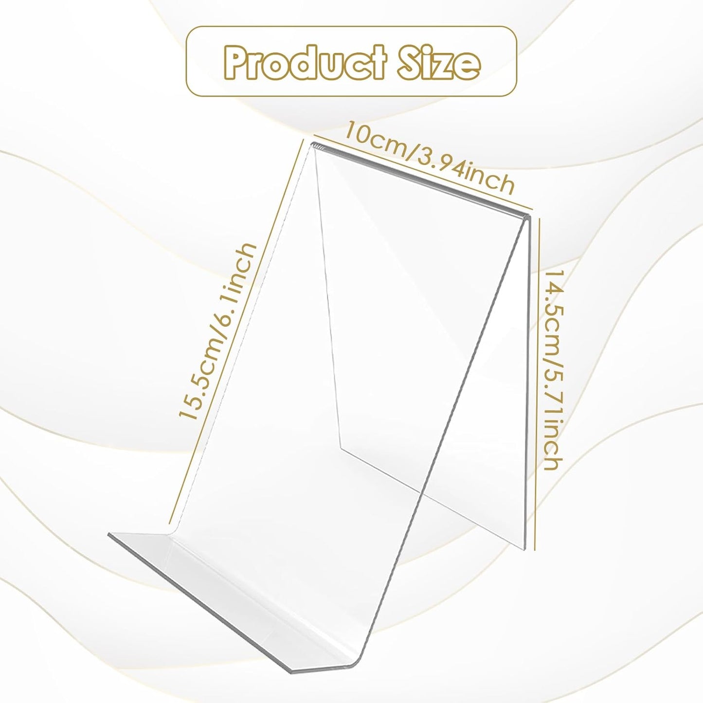 12 Pcs Acrylic Book Display Stand, 6‘’ x 4‘’ Clear Book Display Acrylic Display Easel Transparent Display Stand Holder for Displaying Books, Pictures, Notebooks, CDs