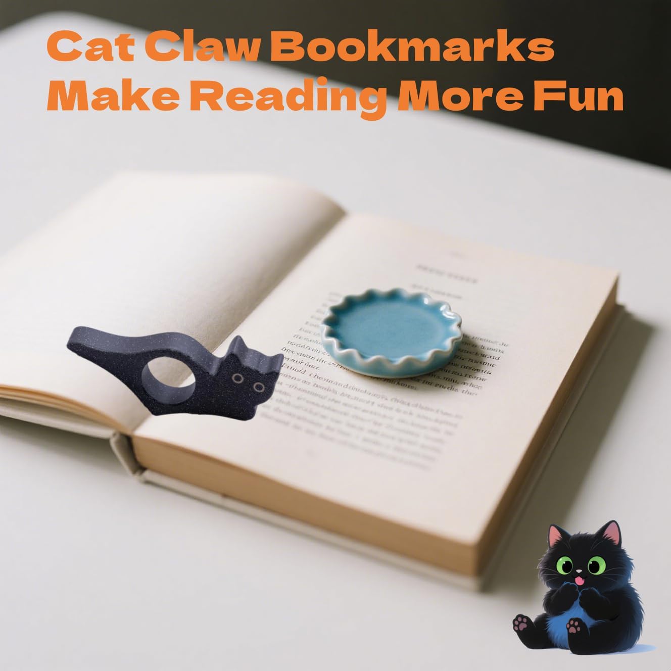 1Pair Cat Thumb Book Holder Page Adorable Reading Accessory for Book Lovers Literary Enthusiasts