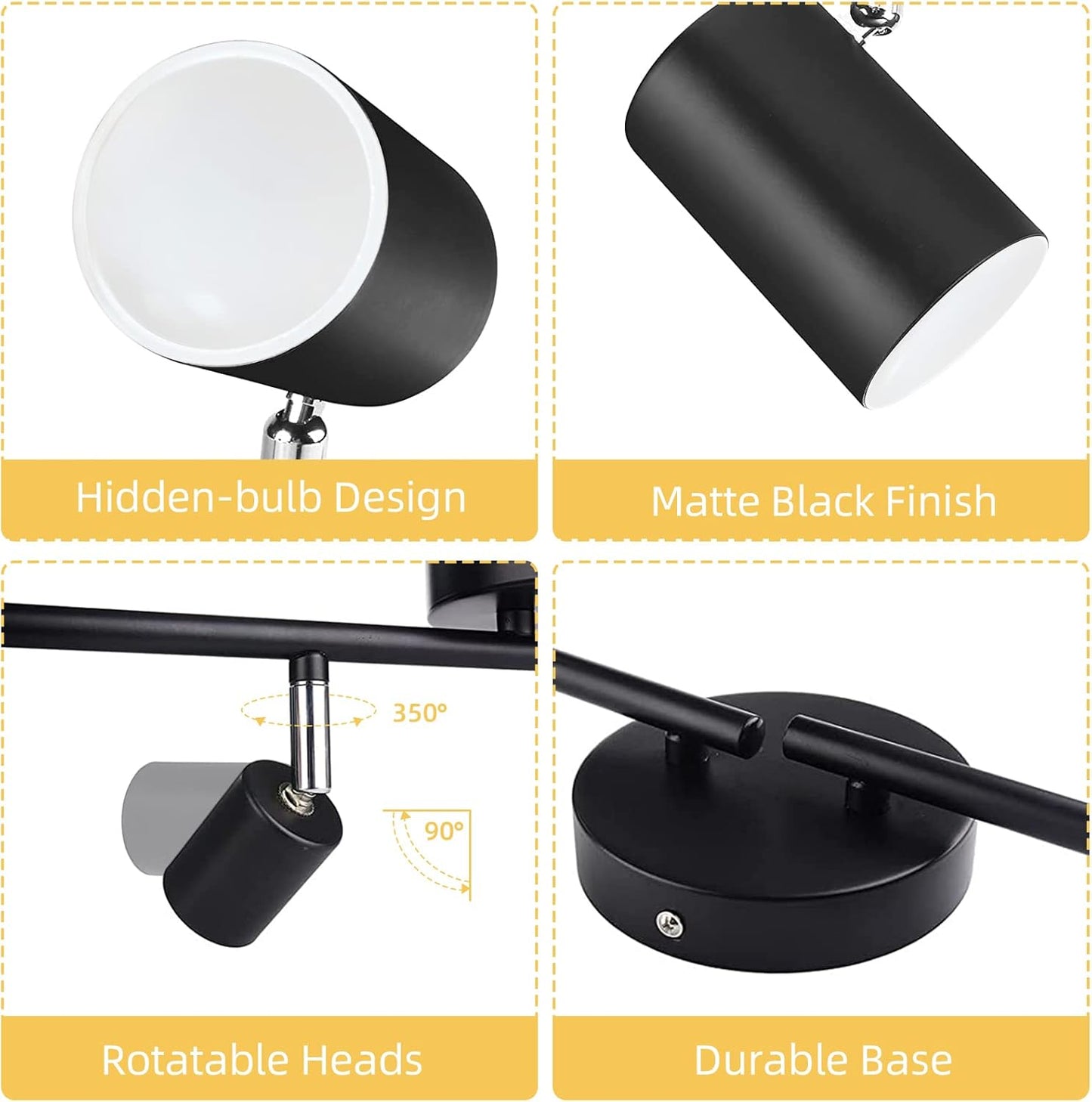 CANEOE Smart 4-Light Black Led Track Lighting Fixtures,16-Colors RGB Track Lighting Kit,Dimmable Track Light Work with Alexa/Google Home/App,Ceiling Spotlight for Kitchen, Living Room, Bedroom, Bar