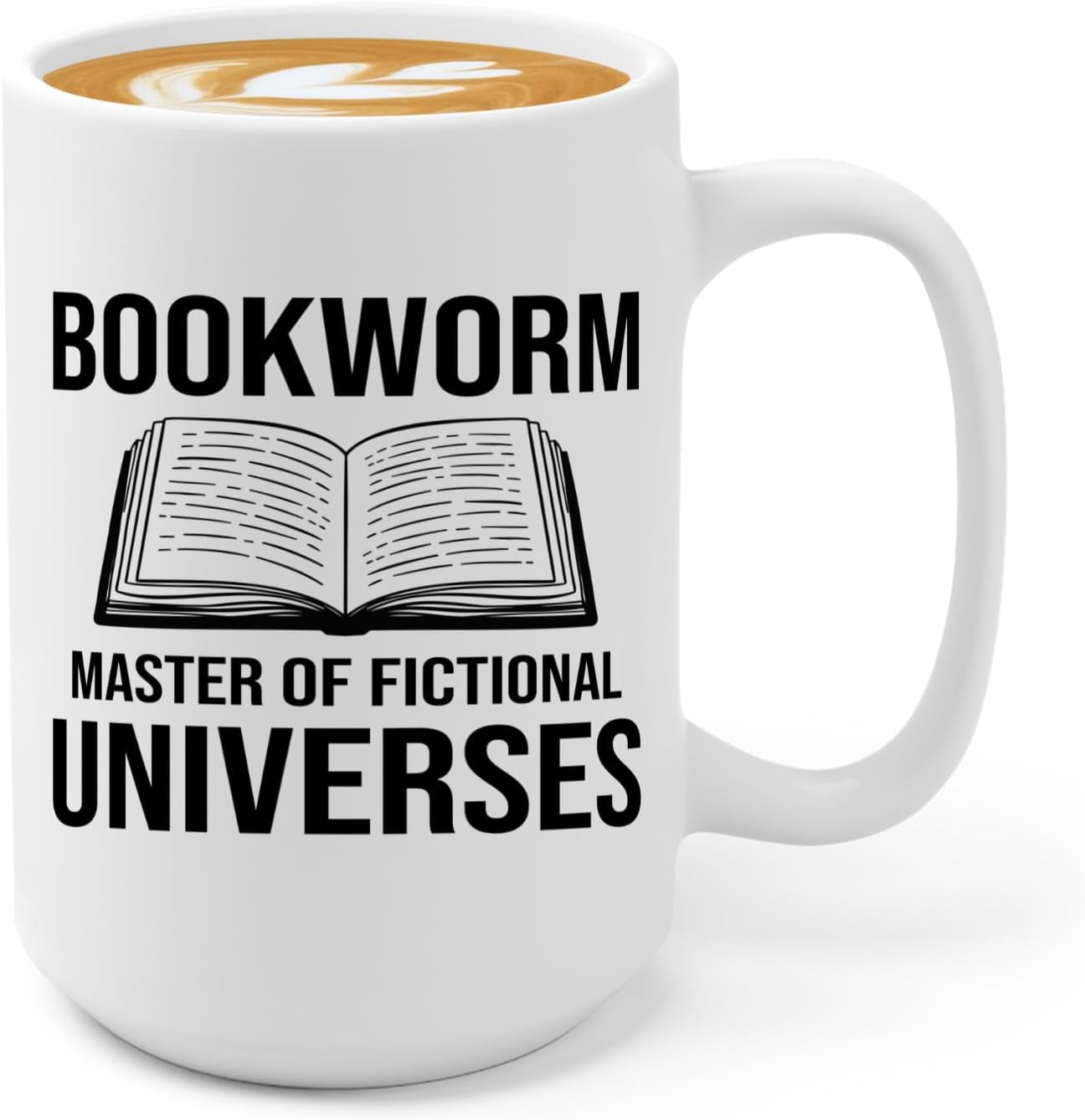 Book Lover Coffee Mug 15oz White -Bookworm Master of - Bookworm Literature Library Book Lover Reader Booked Editor Intellectual Studious