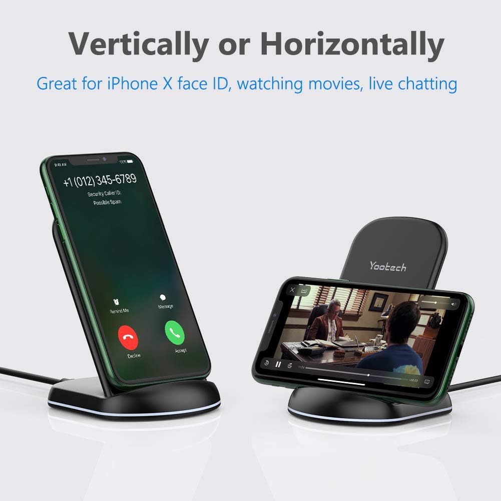 Yootech [2 Pack] Wireless Charger,10W Max Wireless Charging Stand,Compatible with iPhone 17/17 Pro/17 Pro Max/Air/16/15/14/13/SE 2022/12/11/X/8,Galaxy S25/S24/S23(No AC Adapter)